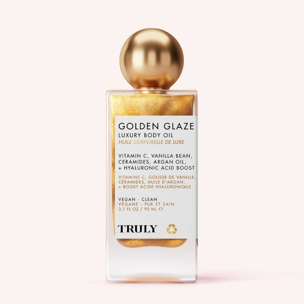 NIB Truly Golden Glaze Luxury Body Oil-Brightening Body Shimmer Oil-3.1 FL